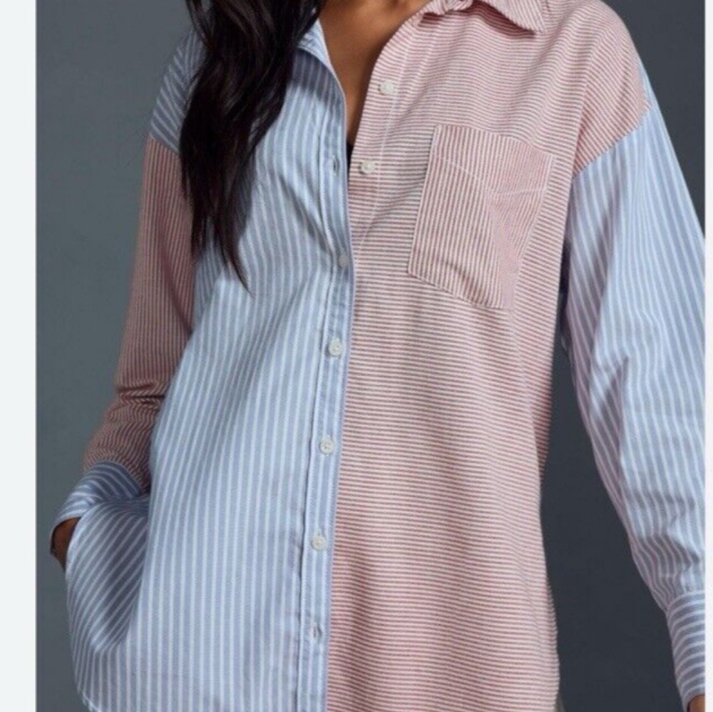 Maeve Striped Mixed Stripe Bennet Button Down